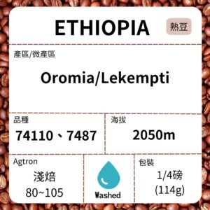 新到貨~ETHIOPIA/Oromia Lekempti 野薑花水洗 淺焙