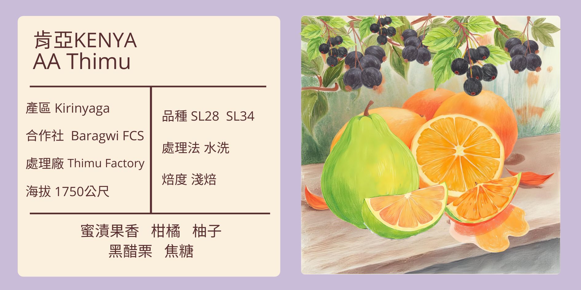 餡蜜 KENYA/ AA Kirinyaga Thimu 水洗淺焙– 道南館自家烘焙－單品咖啡熟豆