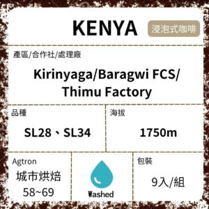 新到貨~KENYA Thimu AA Washed 水洗 城市烘焙 浸泡式咖啡